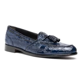 11-582-NVY FRANCO Crocodile Tassel Loafer, Navy