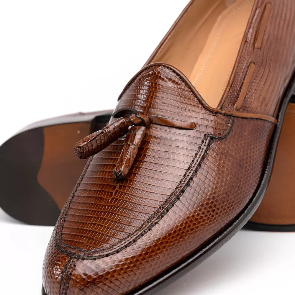 14-580-CGN FRANCO Teju Lizard Tassel Loafer, Cognac