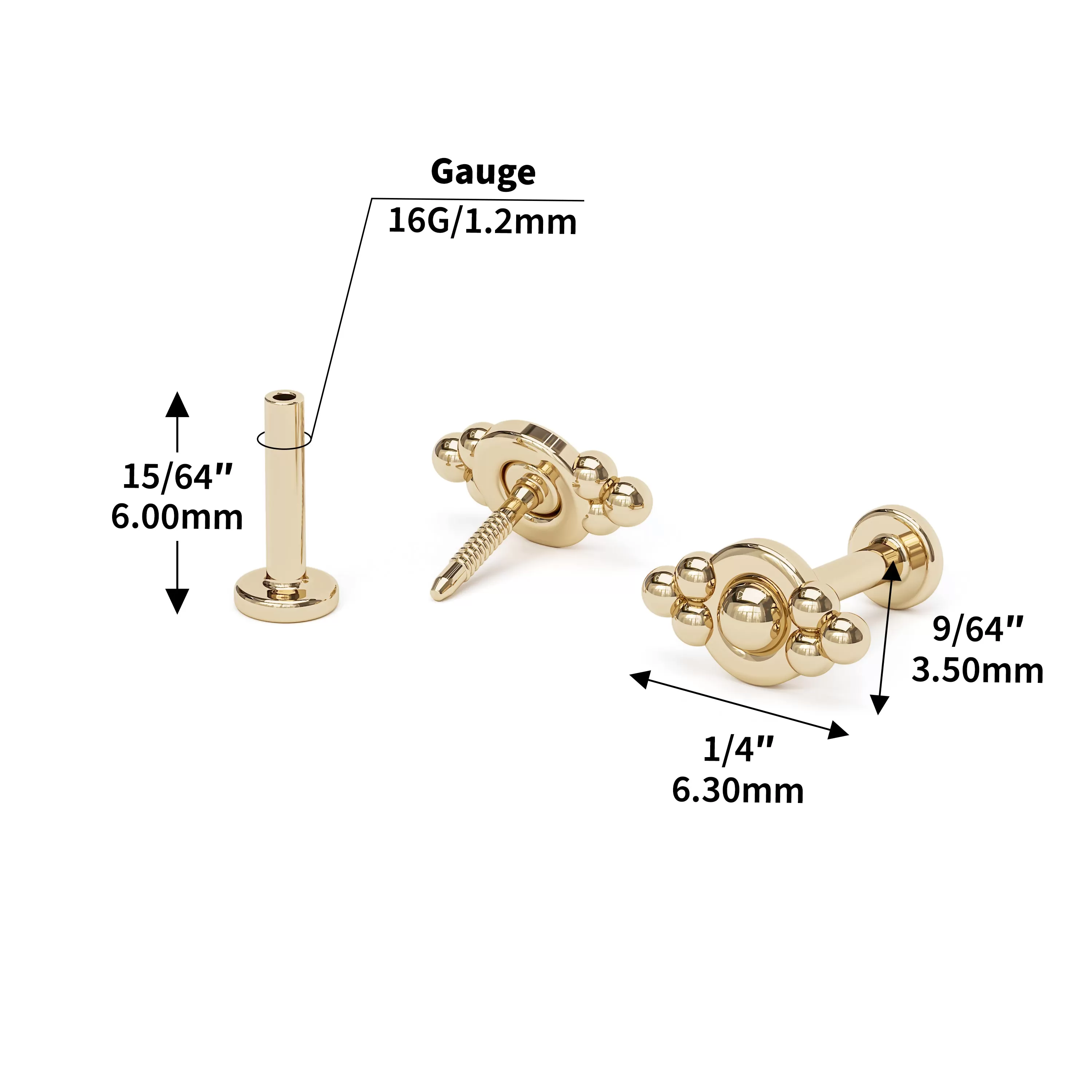 14K Gold Granule Stud