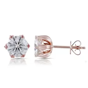 14k Rose Gold or 925 Silver Flower Moissanite Stud Earrings 2ctw