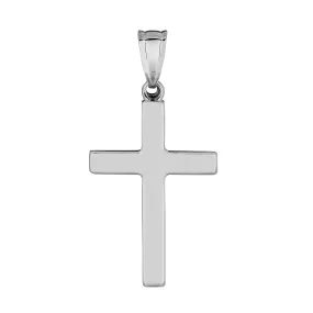 14k White Gold Shiny Square Cross Pendant