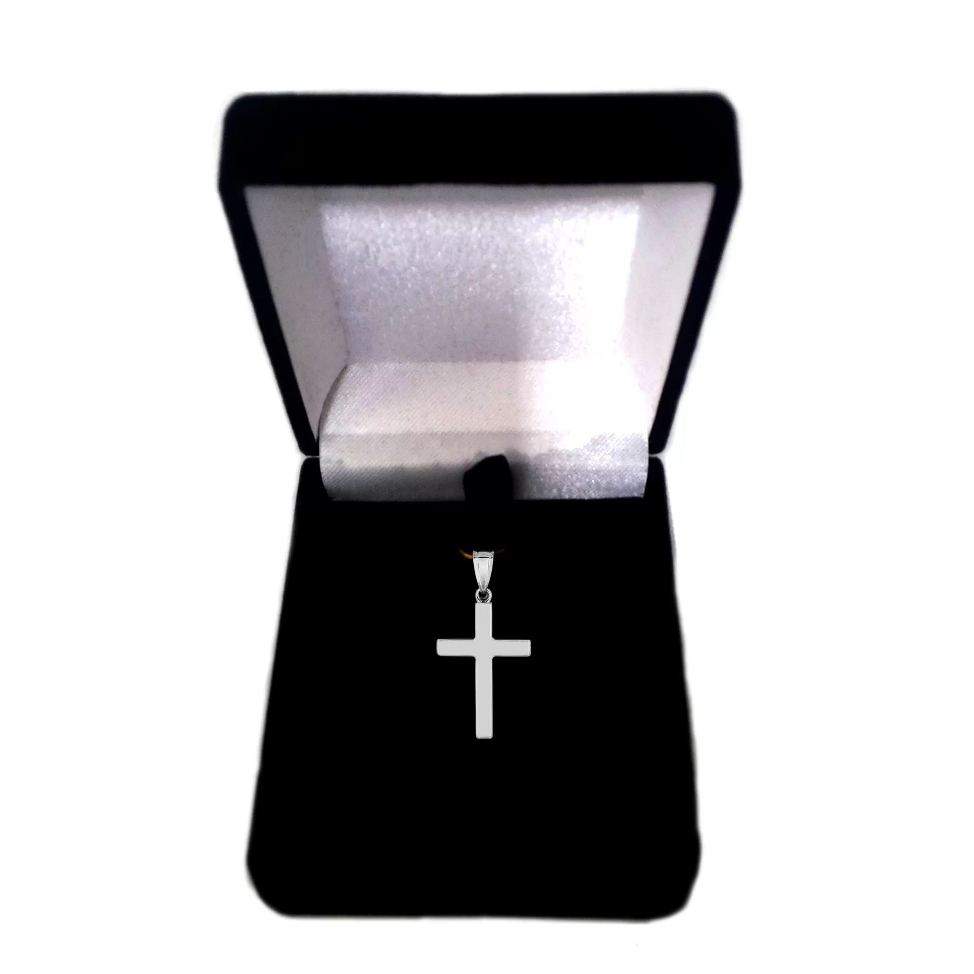 14k White Gold Shiny Square Cross Pendant