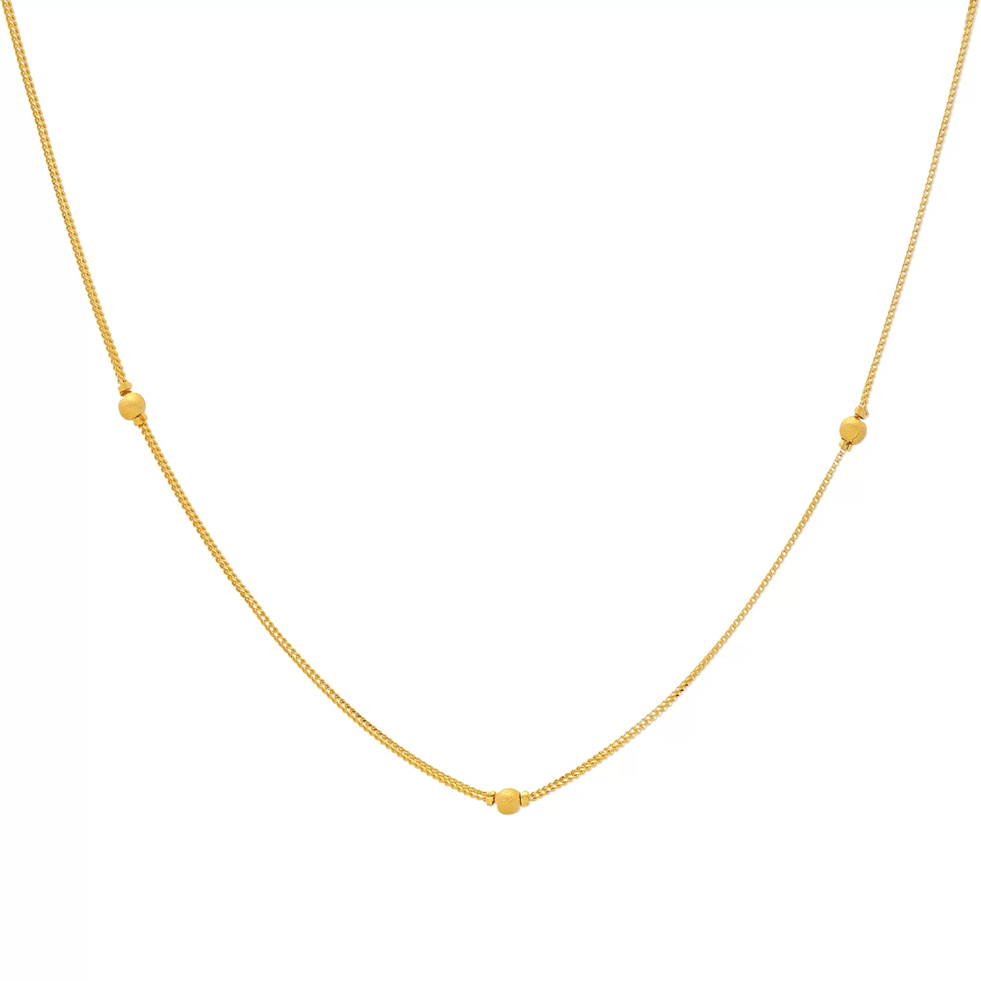 22K Yellow Gold 1mm Beaded Chain (11.1gm)