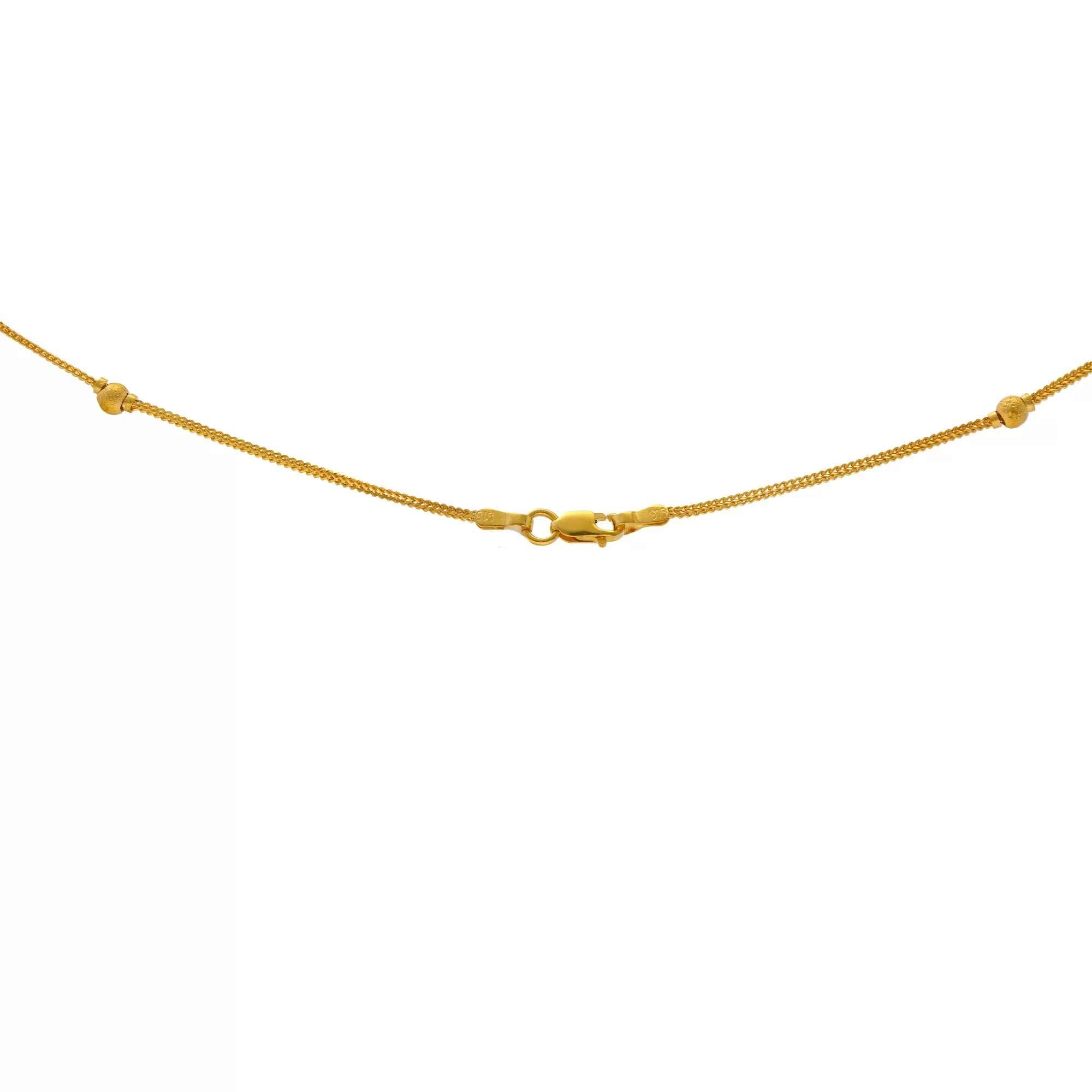 22K Yellow Gold 1mm Beaded Chain (11.1gm)