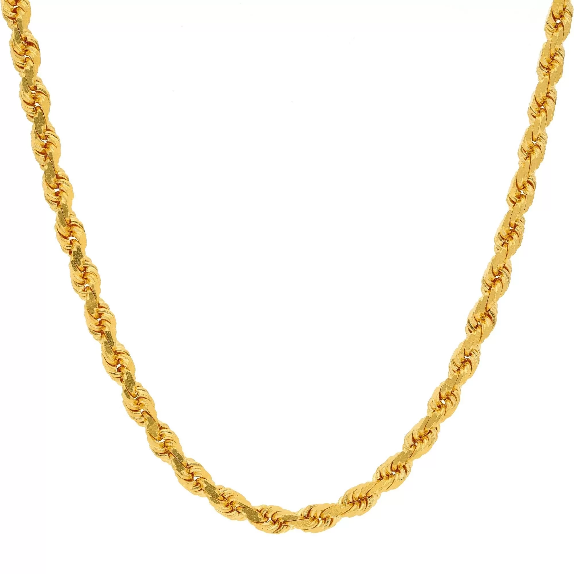 22K Yellow Gold Twisted Rope Chain, 35.0 Gms, 20 Inches