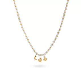 24Kae Beaded Pearl Pendant Necklace, Gold