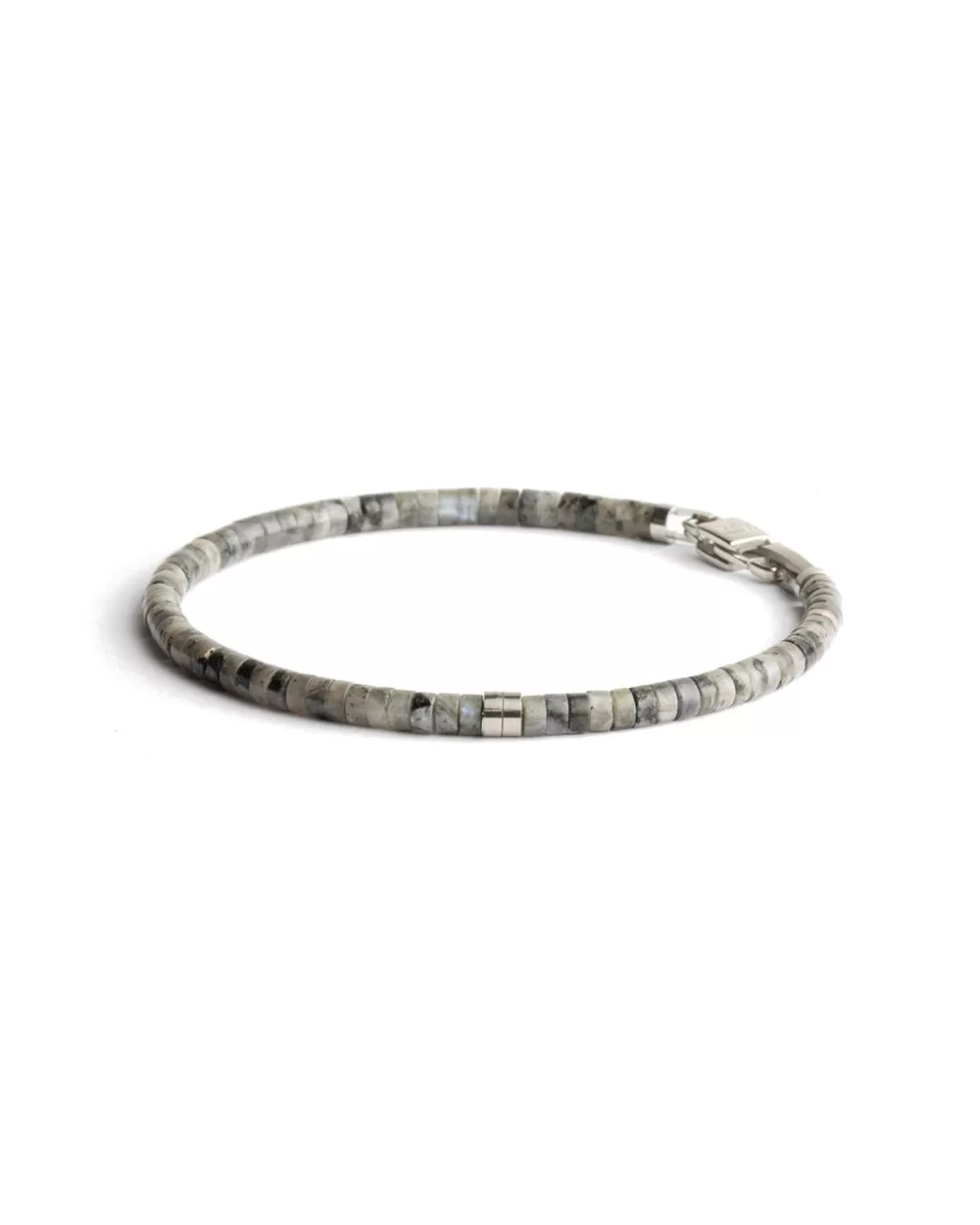 2mm Bracelet with Larvikite stones and titanium element