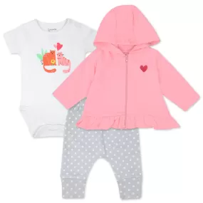 3-Piece Organic Cotton Hoodie Set in Caturday Print