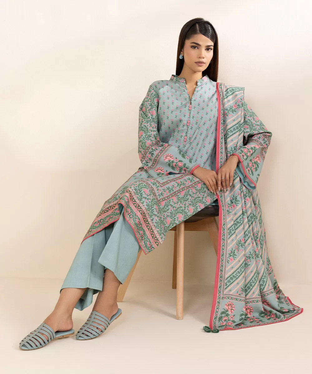 3 Piece - Printed Linen Suit