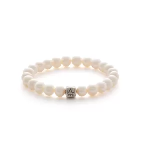 (8mm) Silver Bracelet w. Pearls