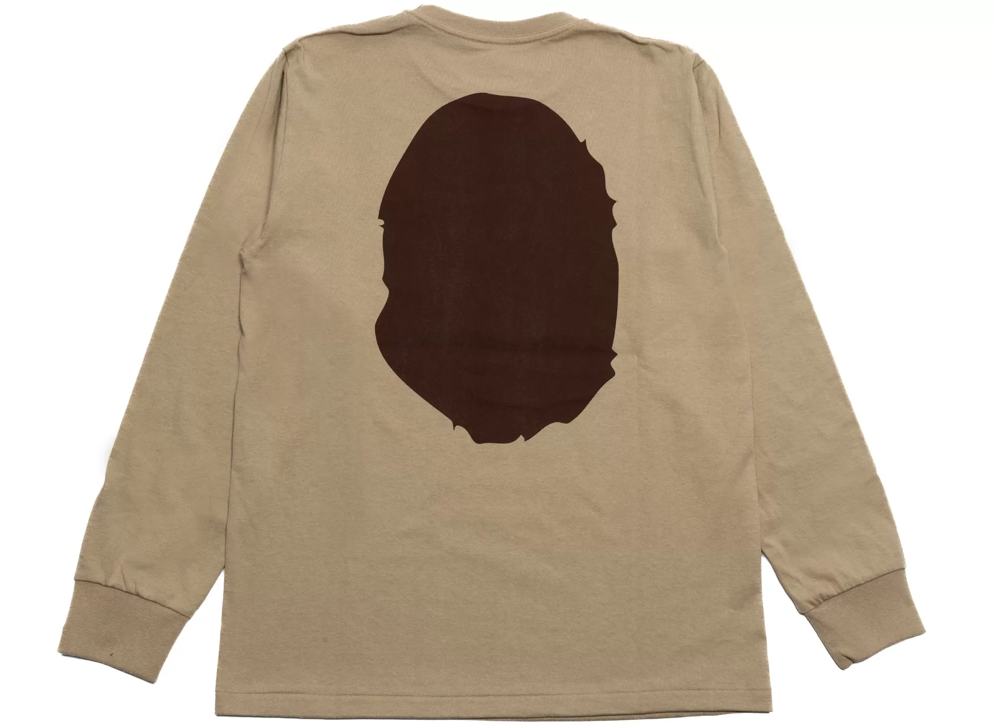 A Bathing Ape Big Ape Head L/S Tee in Beige xld