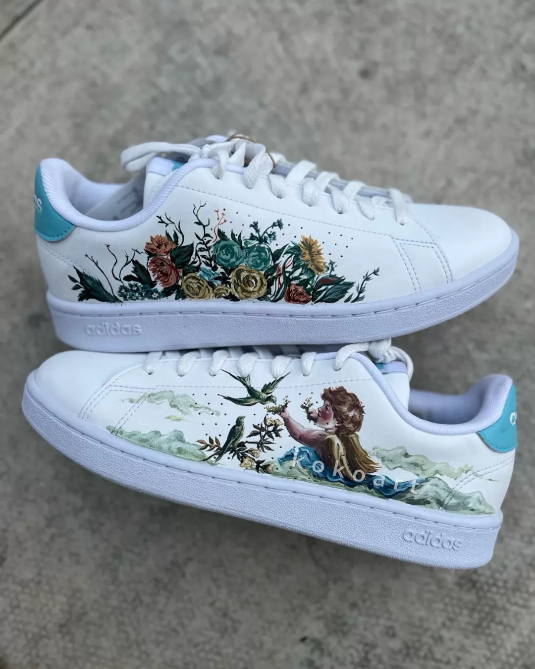 Adidas Hand Painted Cherub with Flowers