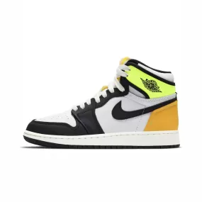 AIR JORDAN 1 RETRO HIGH WHITE BLACK VOLT UNIVERSITY GOLD GS (YOUTH) 2021