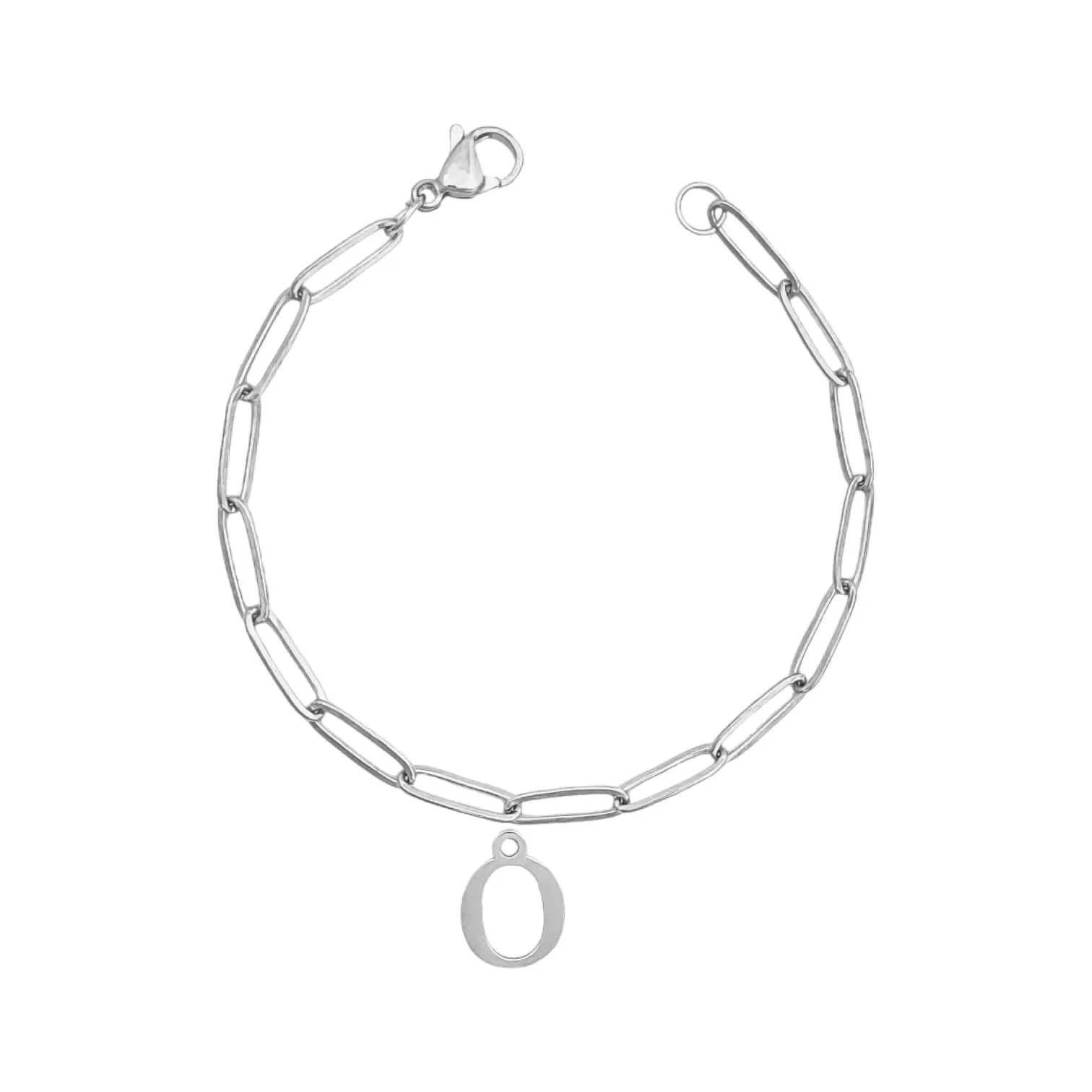 Alphabet Paperclip Bracelet Silver (N-Z)