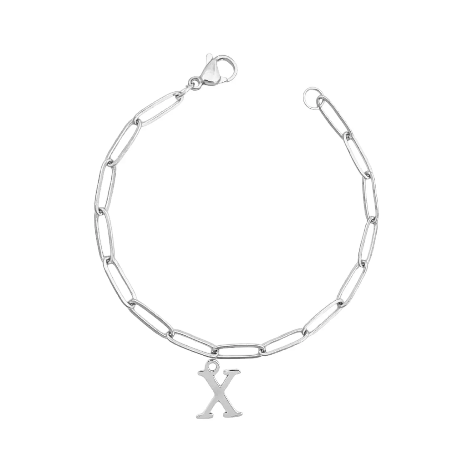 Alphabet Paperclip Bracelet Silver (N-Z)