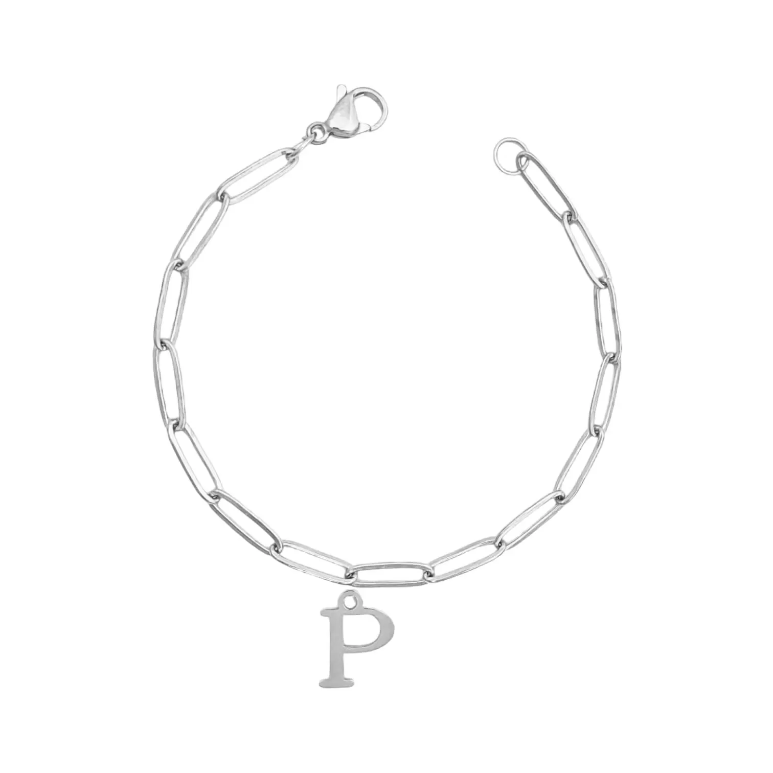 Alphabet Paperclip Bracelet Silver (N-Z)