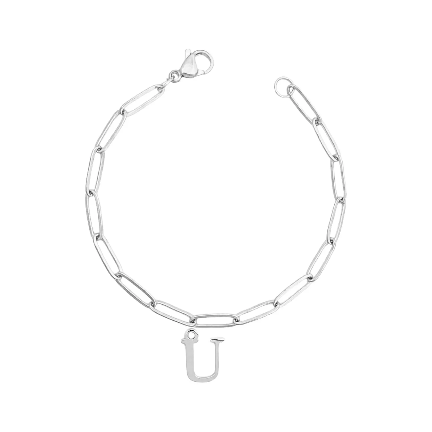 Alphabet Paperclip Bracelet Silver (N-Z)