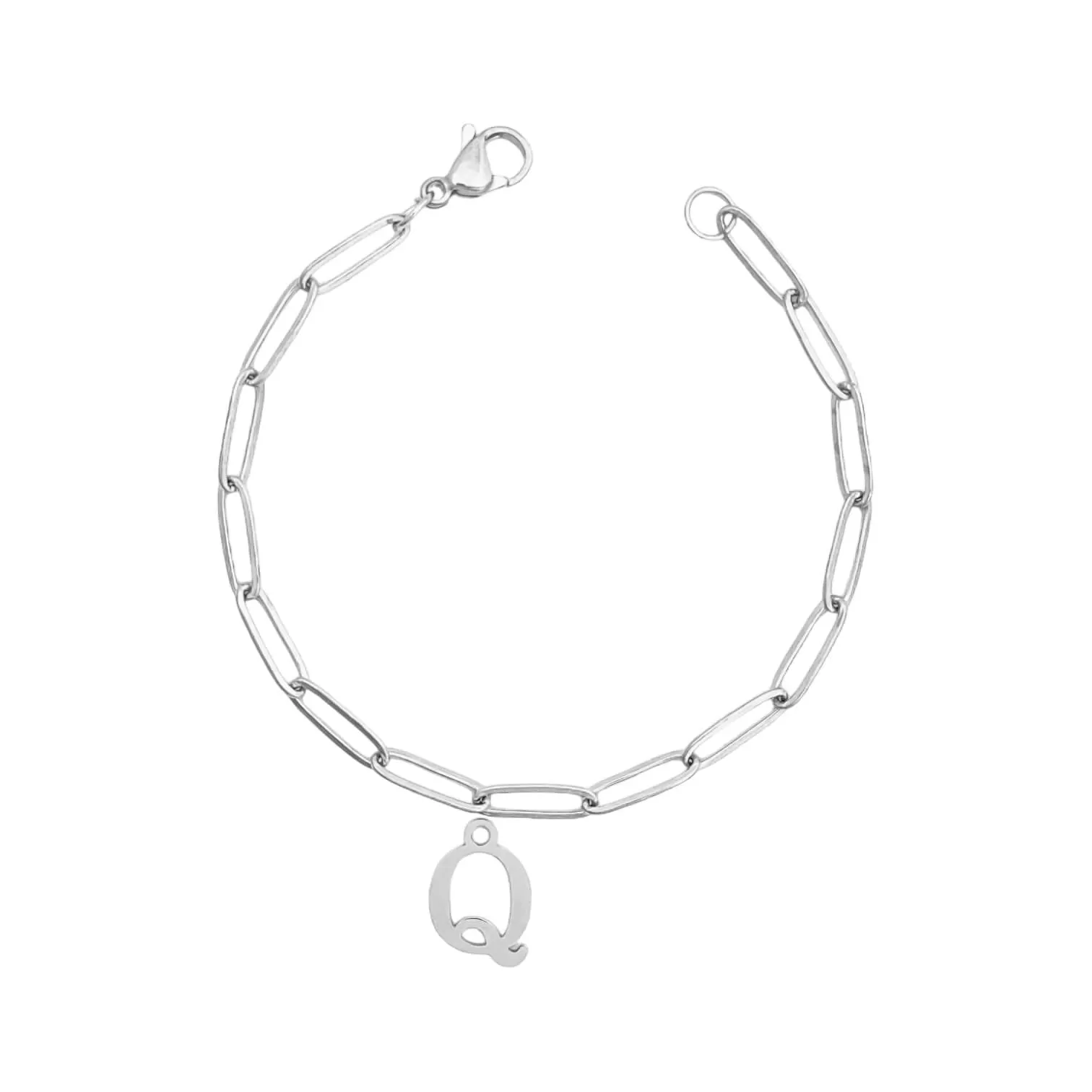 Alphabet Paperclip Bracelet Silver (N-Z)