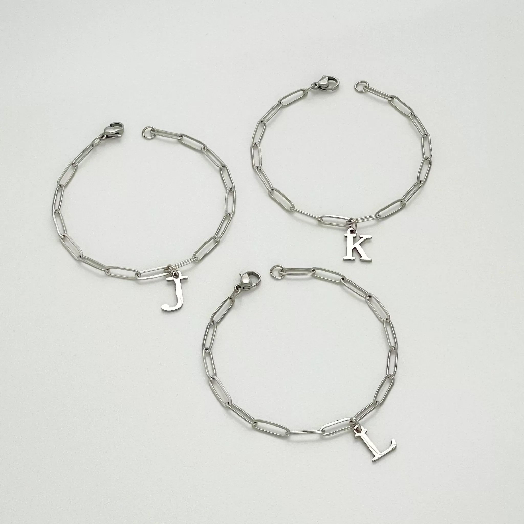 Alphabet Paperclip Bracelet Silver (N-Z)