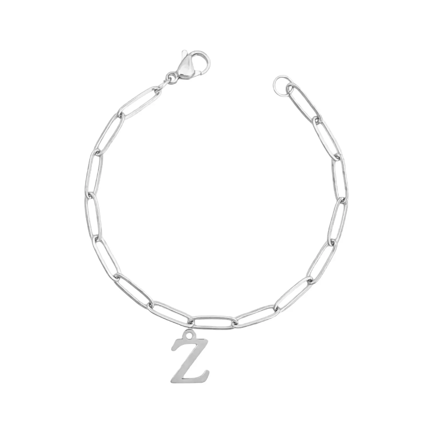 Alphabet Paperclip Bracelet Silver (N-Z)