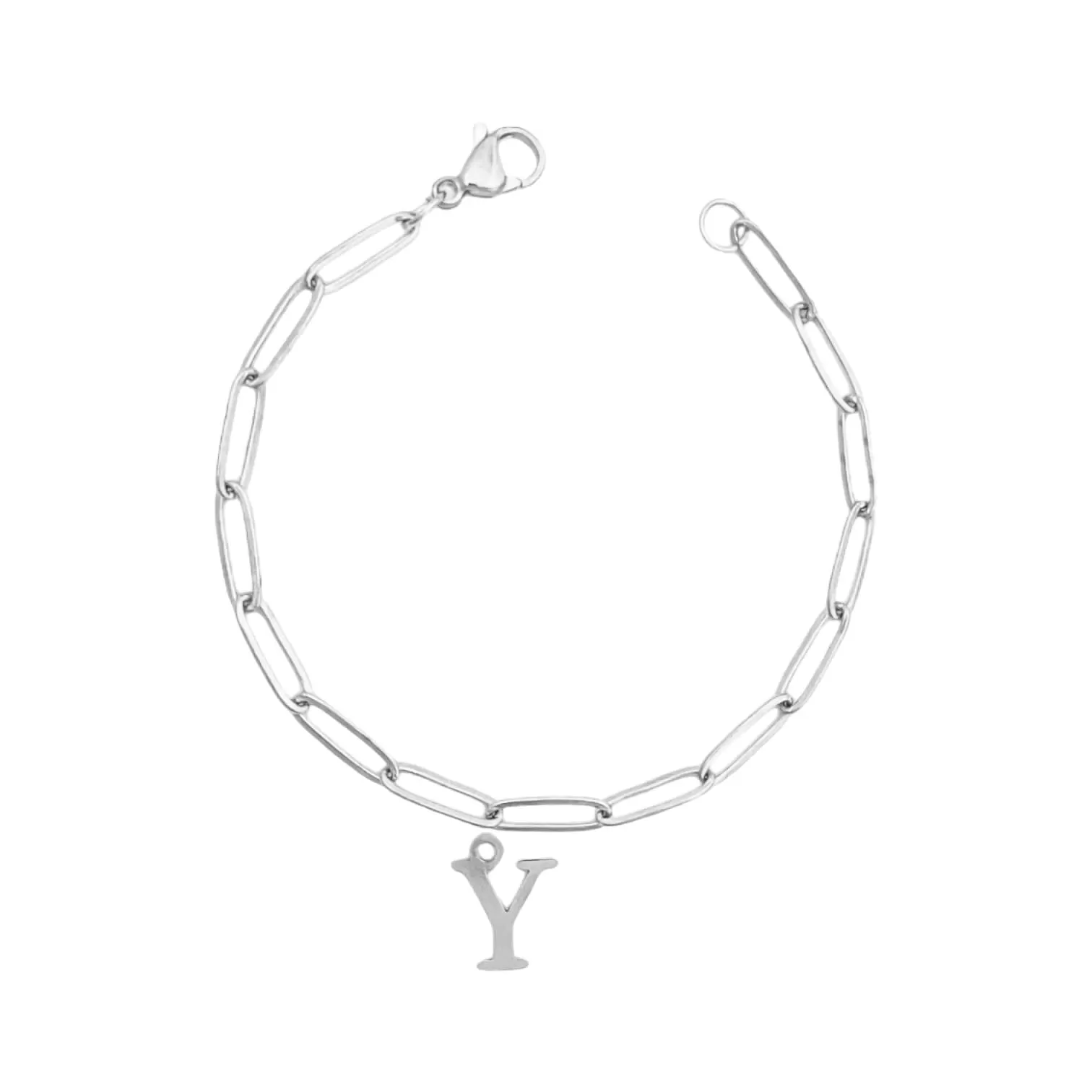 Alphabet Paperclip Bracelet Silver (N-Z)