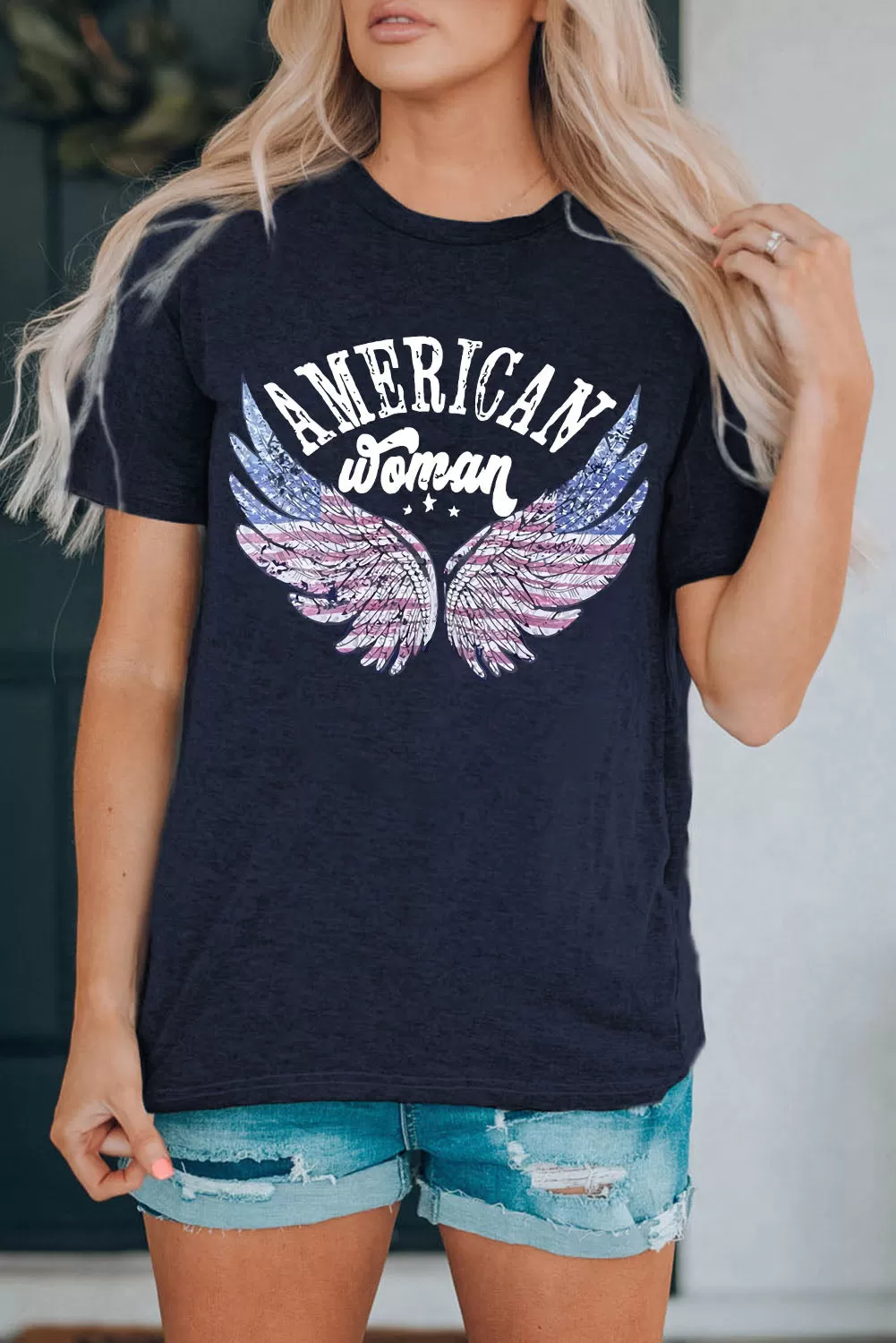 AMERICAN WOMAN T-Shirt mit Rundhalsausschnitt und Grafik