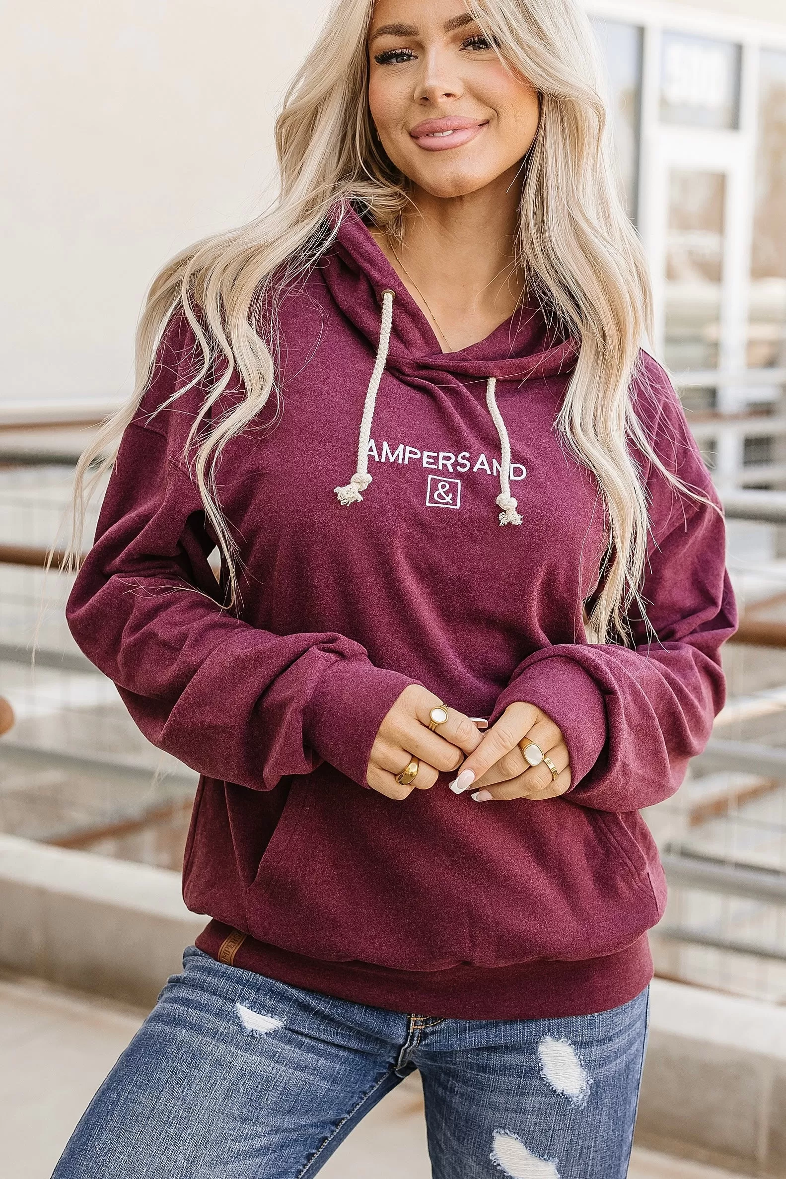 Ampersand  Performance Fleece University Hoodie - Wine