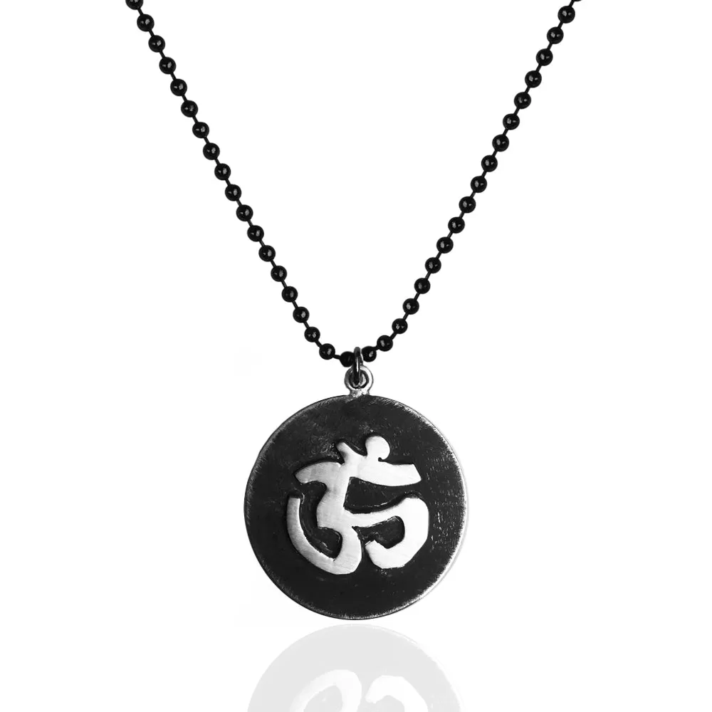 Antiqued Matte OHM Mind, Body and Spirit Necklace