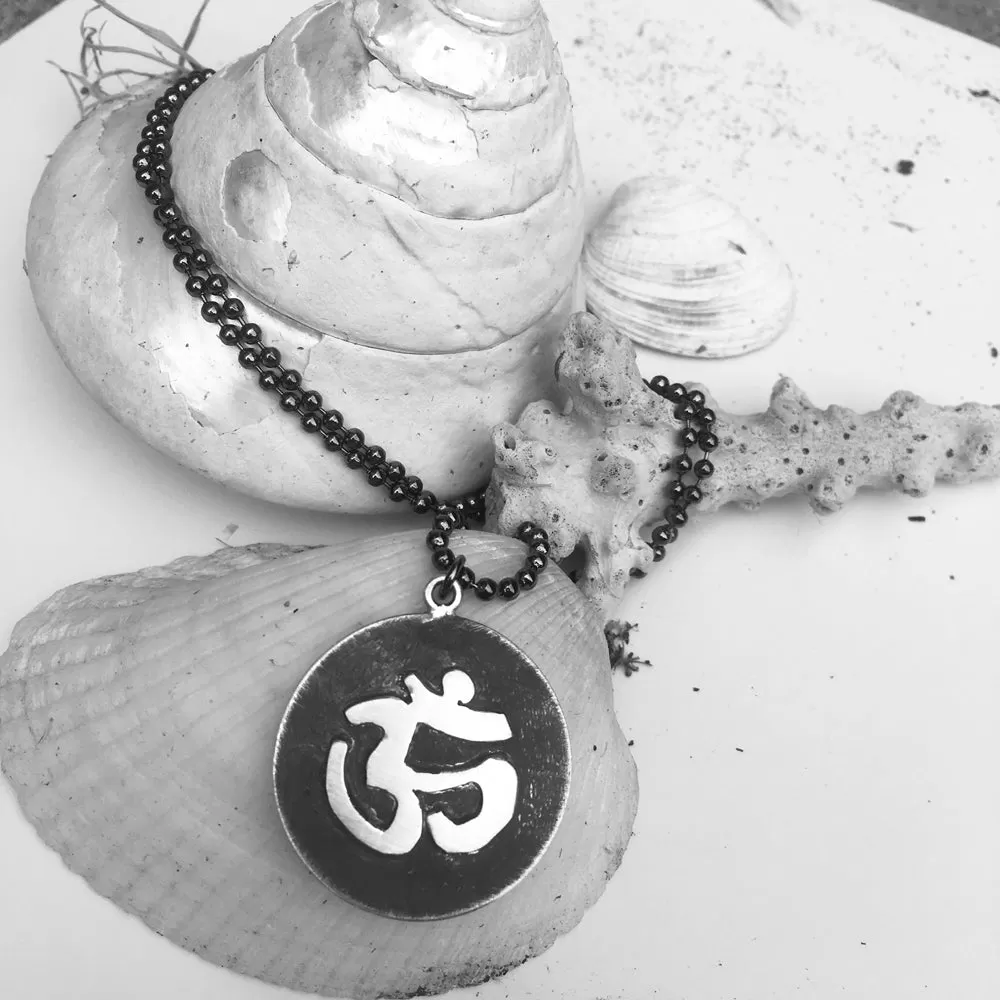 Antiqued Matte OHM Mind, Body and Spirit Necklace