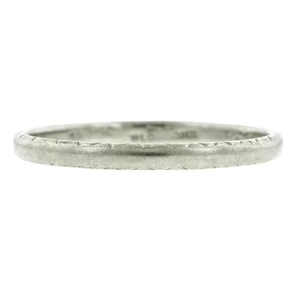 Art Deco White Gold Band Ring, Size 7