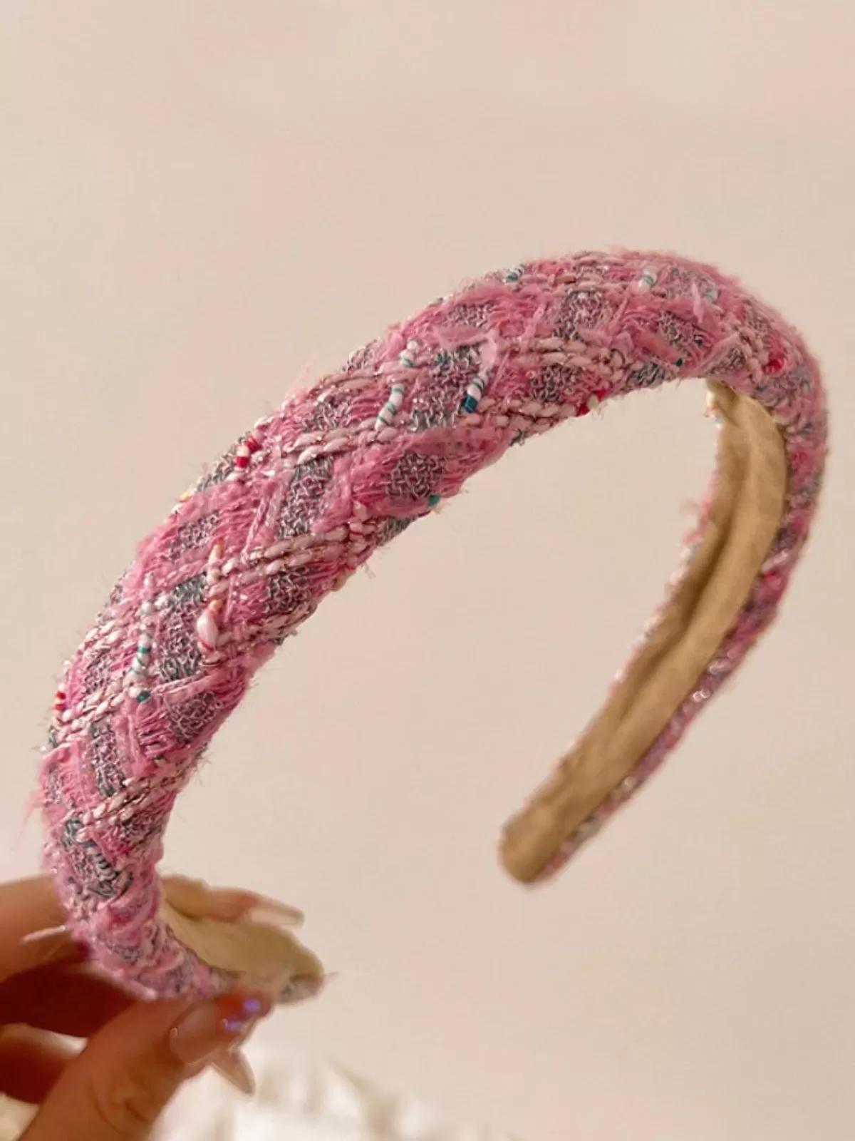 As If! Pink Tweed Headband