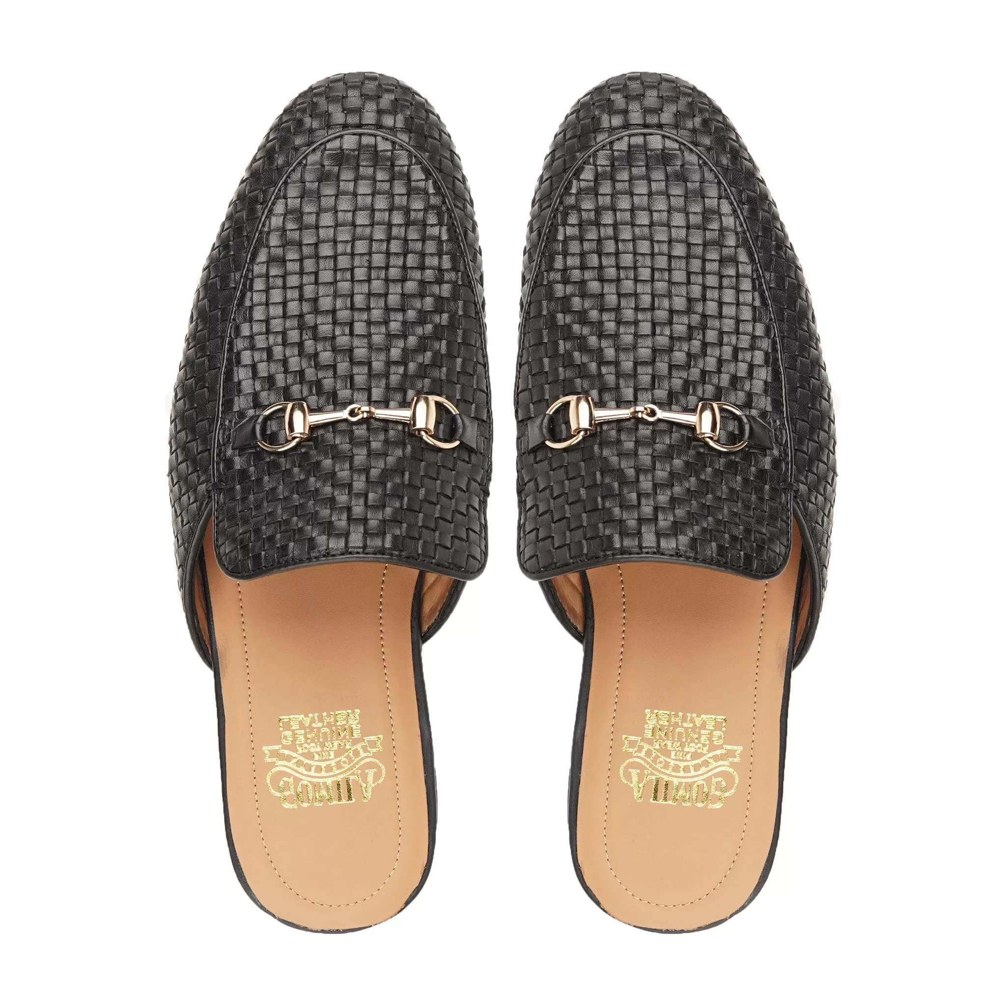 Barnaby - Men's Black Hand Woven Calf Leather Slipper