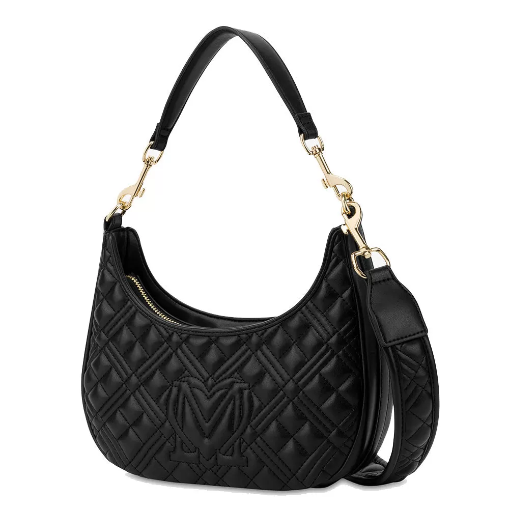 Borsa Donna Hobo Trapuntata a Spalla LOVE MOSCHINO linea Logo Lettering colore Nero