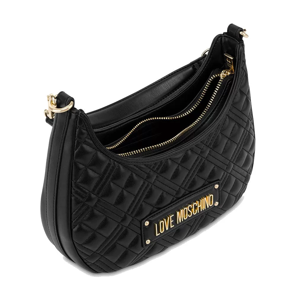 Borsa Donna Hobo Trapuntata a Spalla LOVE MOSCHINO linea Logo Lettering colore Nero