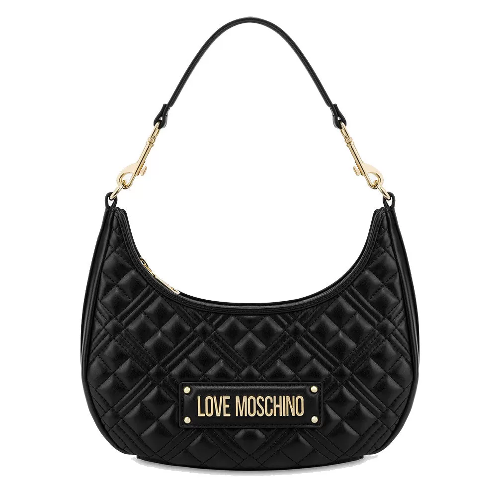 Borsa Donna Hobo Trapuntata a Spalla LOVE MOSCHINO linea Logo Lettering colore Nero