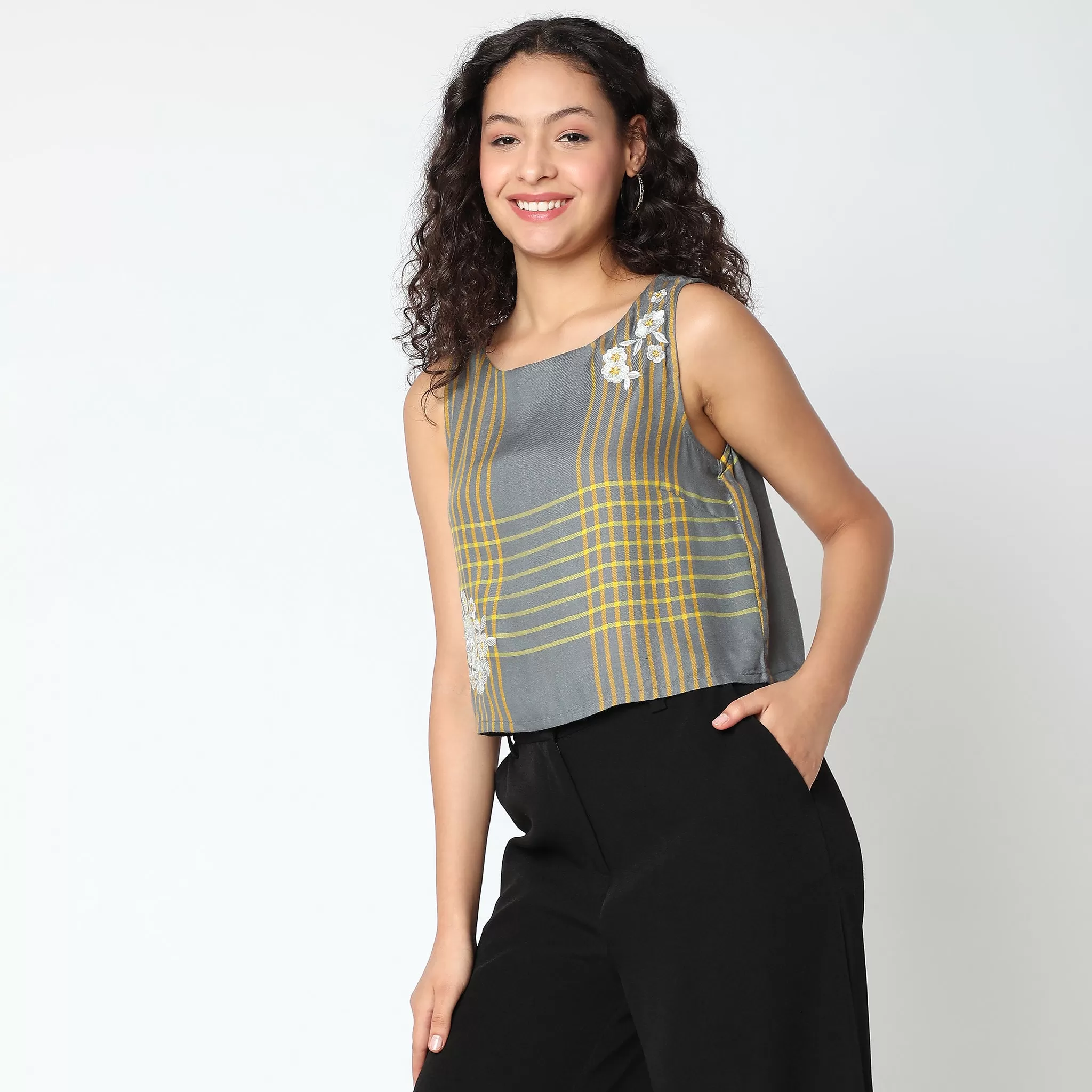 Boxy Fit Checkered Top