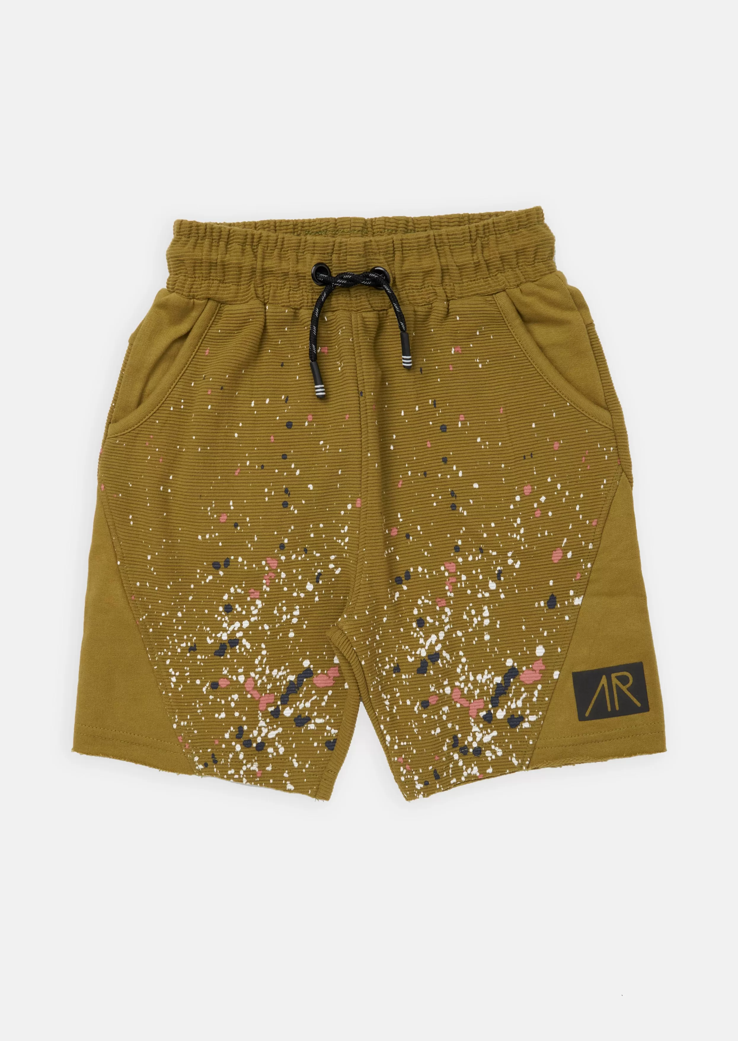 Boys Paint Splat Printed Green Shorts