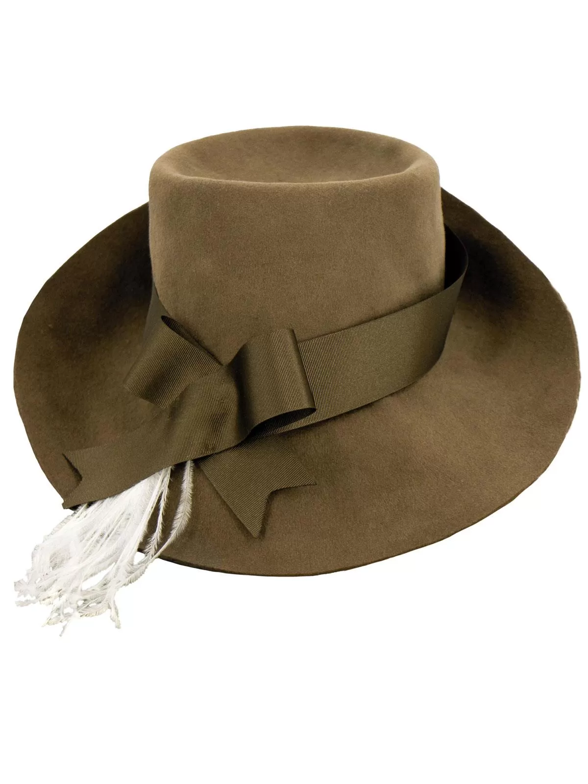 Brown 1940s Vintage Style Trilby Feather Hat