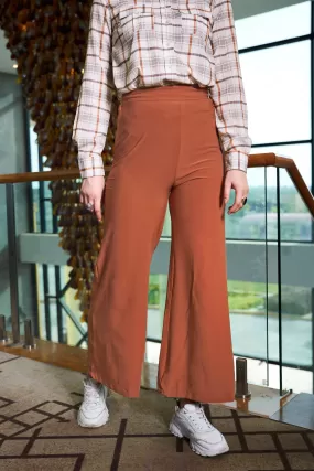 Brown High Rise Wide Leg Trouser