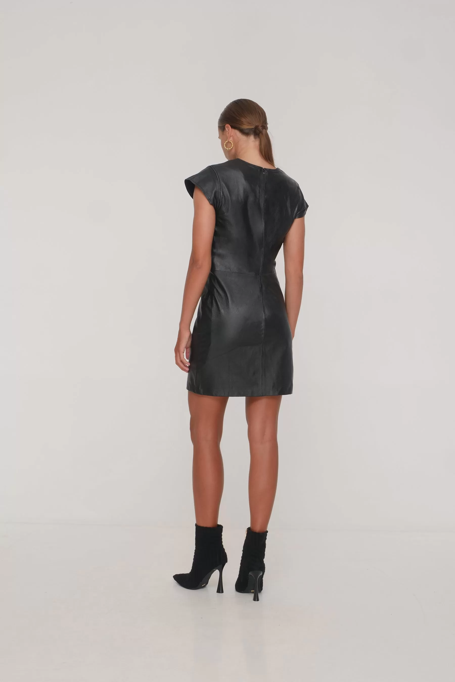 CAMILLA LEATHER DRESS - BLACK