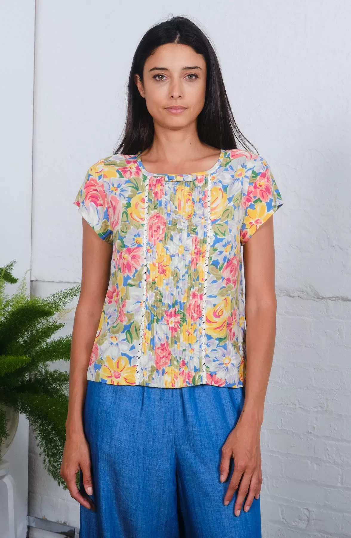 Carla Top in Botanical Print