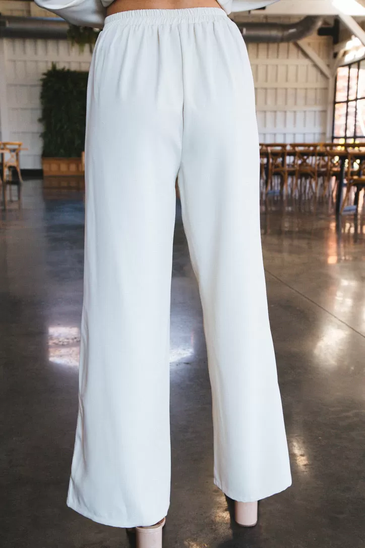 Carrey Wide Leg Pants, Ivory | Sadie & Sage