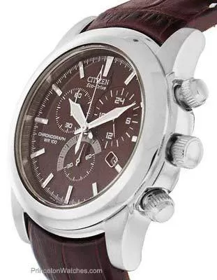 Citizen Mens Eco-Drive Chandler Chronograph - Brown Leather & Dial - Stainless