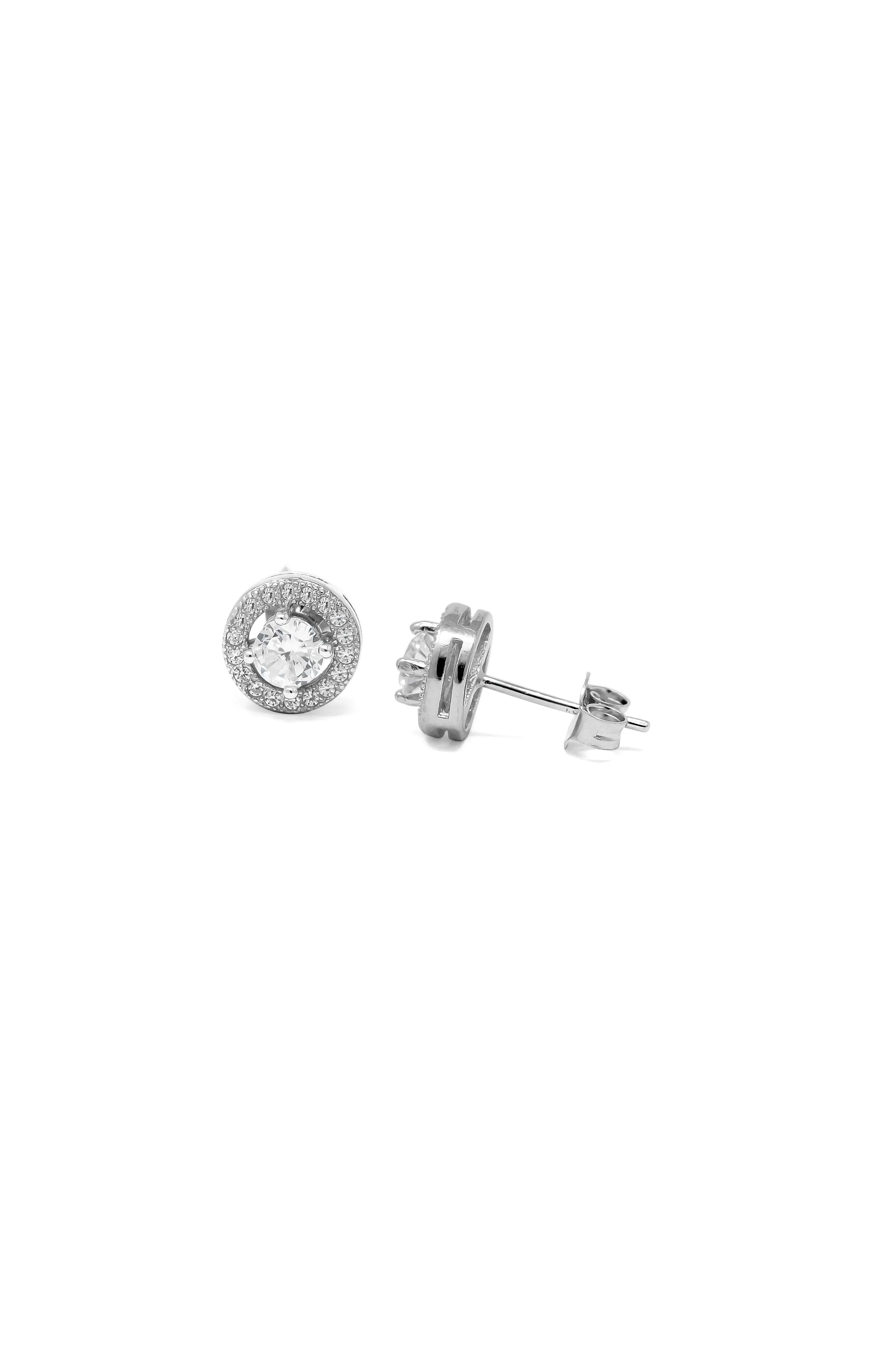 Classic Solitaire Sparkle Sterling Silver Stud Earrings