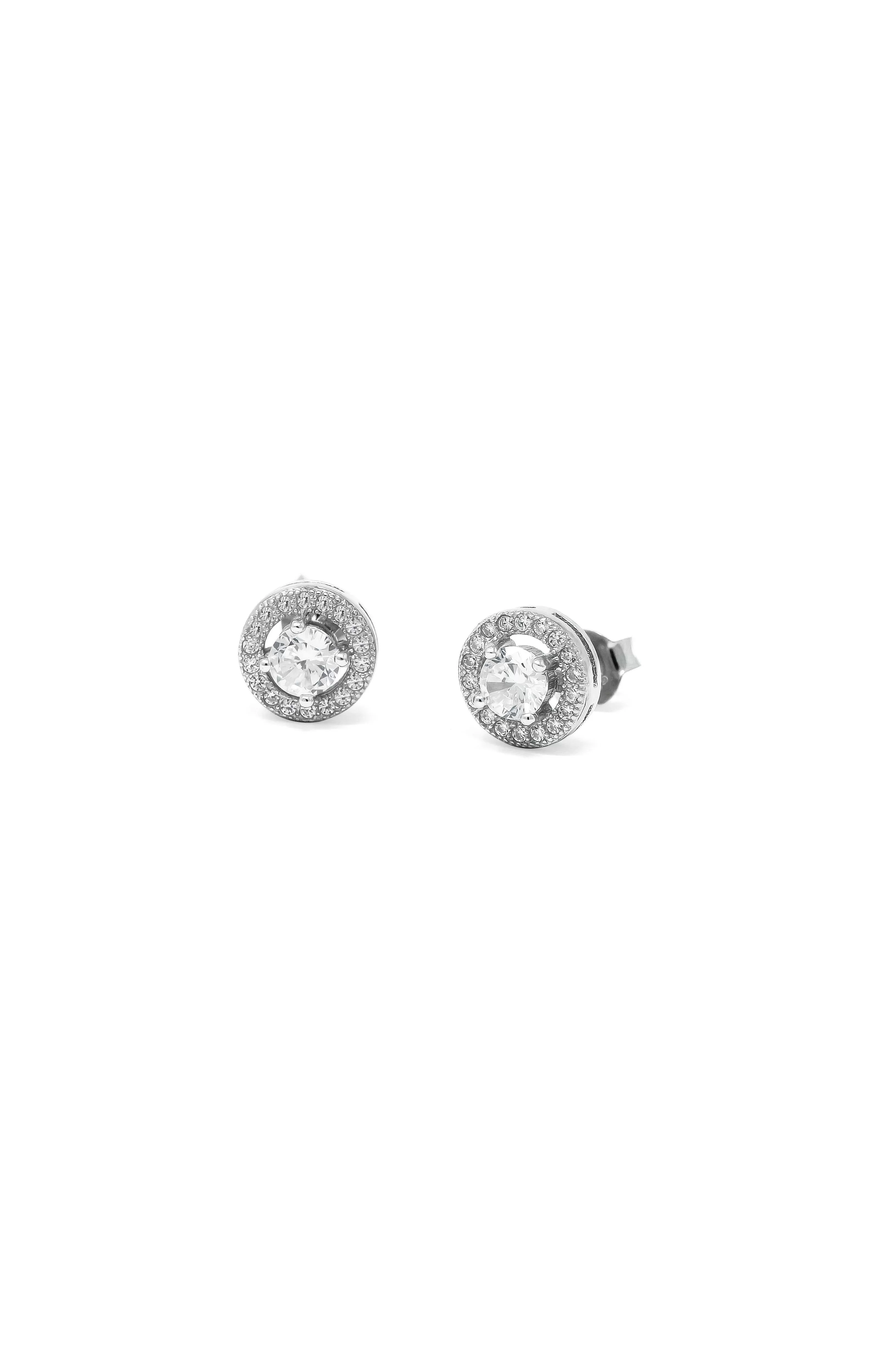 Classic Solitaire Sparkle Sterling Silver Stud Earrings