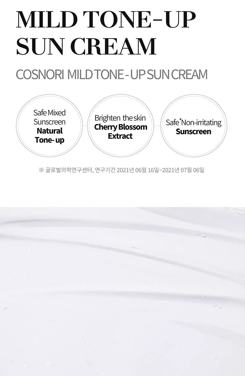 COSNORI Mild Tone-up Sun Cream Sunscreen SPF50  PA     Non-sticky