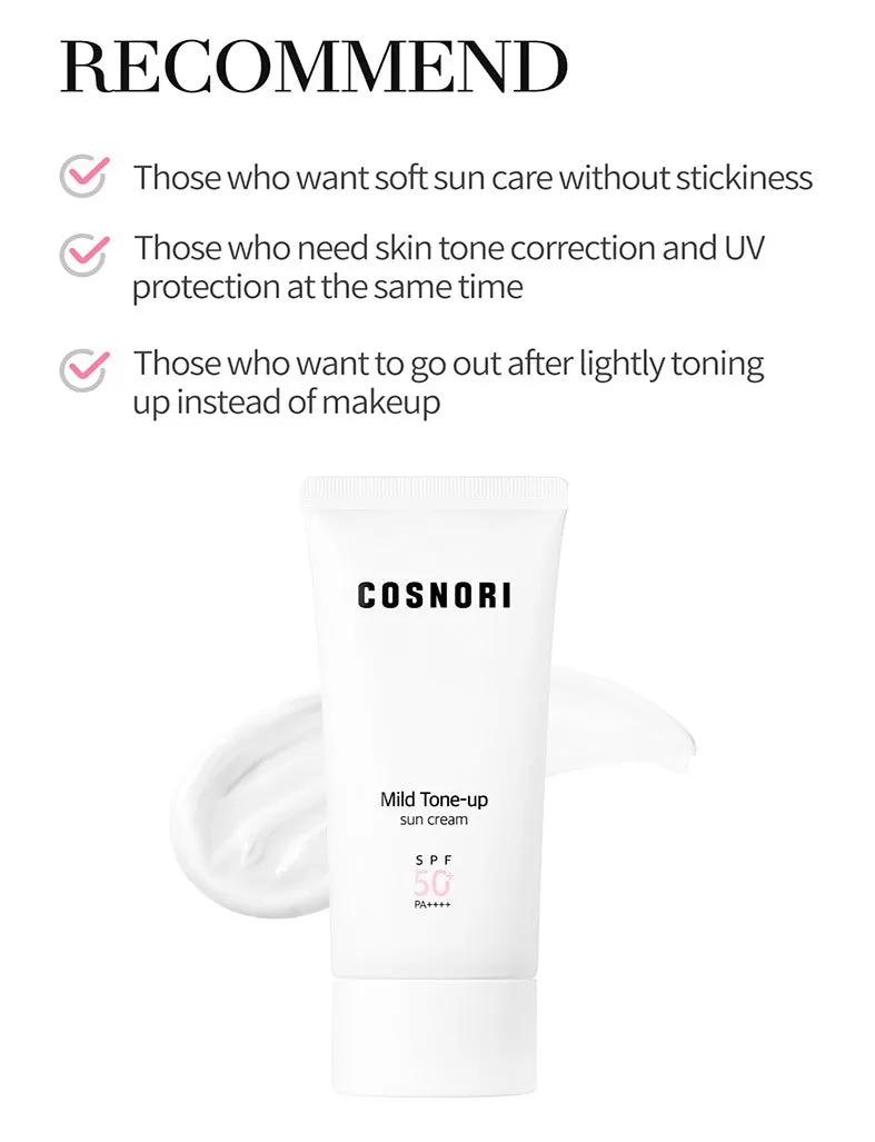 COSNORI Mild Tone-up Sun Cream Sunscreen SPF50  PA     Non-sticky