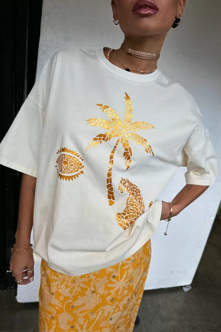 Cream and Gold Mosaic Leopard T-Shirt