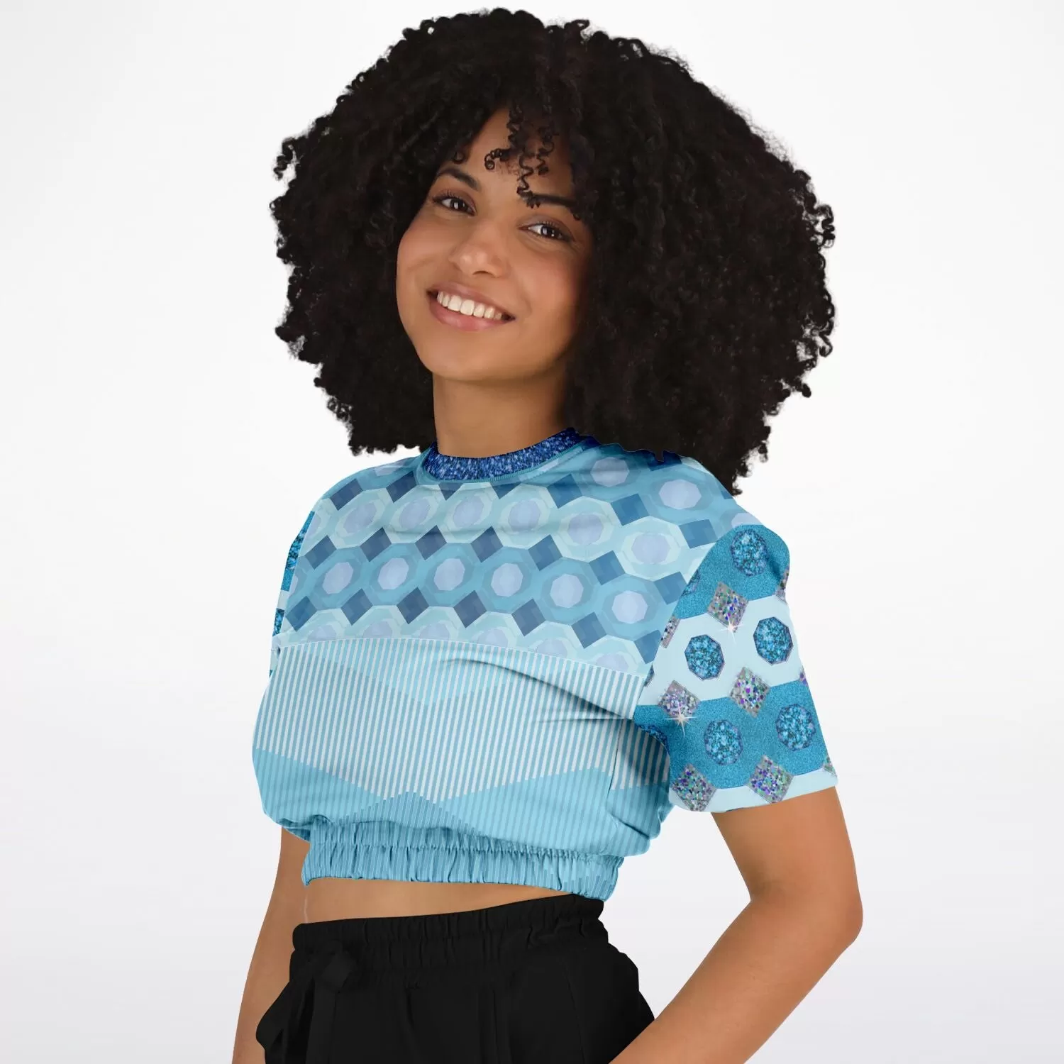 Cte d'Azur Short Sleeve Cropped Eco-Poly Sweater