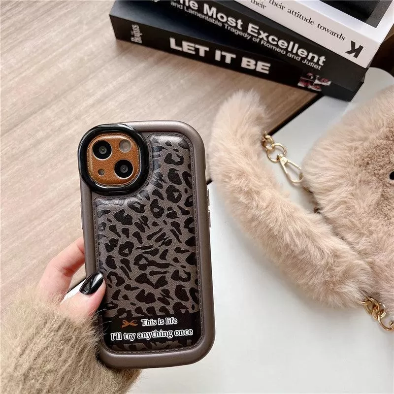 Cute Leopard Print Phone Case for iPhone 15 Pro Max, 14, 13, 12